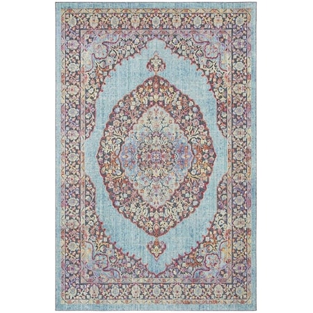 Safavieh 5 ft. 3 in. x 7 ft. 6 in. Provance Collection Global Rectangle Power Loomed Rug - Aqua & Black PRV181J-5